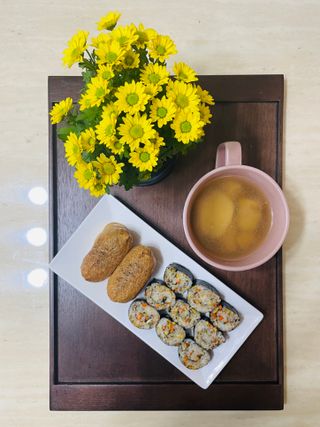 해풀잎 누구나 김밥*1ea [(혼합야채 35g *1ea,  김밥김 (5g, 5ea),  양념간장 (6g, 5ea), 참기름(5g, 2ea)] — 5점을 준 리뷰어가 2022년 11월 올린 사용 사진
