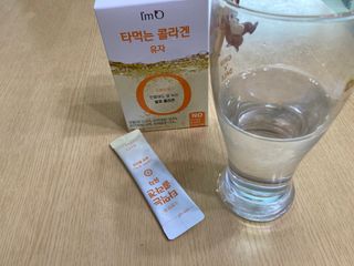 [음료수 대신 가능!]  빠르게 흡수되는 아임오 타먹는 콜라겐 1박스 — 5점을 준 리뷰어가 2023년 4월 올린 사용 사진