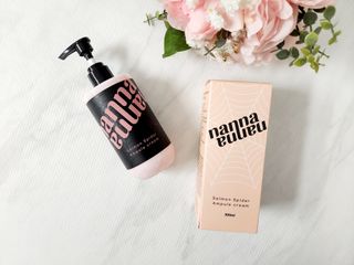 난나 살몬 스파이더 검버섯 미백 톤업 화이트닝 연어 앰플 크림 300ml 대용량 — 5점을 준 리뷰어가 2022년 8월 올린 사용 사진