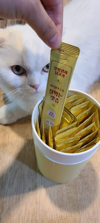 페페로니 잘 먹는 캣츄 - 무항생제 닭고기 24개입 — 5점을 준 리뷰어가 2021년 7월 올린 사용 사진