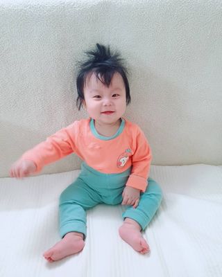 유비맘 캔디팡팡 내의/내복 상하 세트 — 5점을 준 리뷰어가 2021년 3월 올린 사용 사진