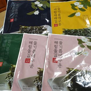 [해림맛김] 들기름에 구운 바삭바삭 김 4종 세트 + 1종 랜덤발송 총5개입 — 5점을 준 리뷰어가 2021년 2월 올린 사용 사진