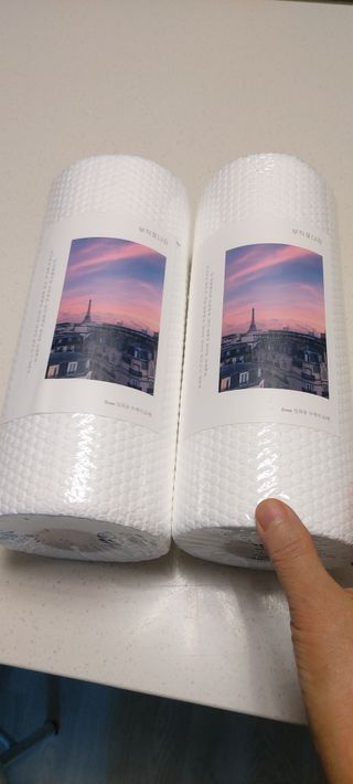 부직포나라 중금속유해물질ZERO 뜯어쓰는 주방 일회용수세미 60매 2매 — 4점을 준 리뷰어가 2022년 11월 올린 사용 사진