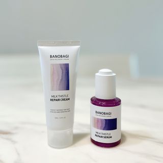 바노바기 코스메틱 바노바기 밀크 씨슬 리페어 세럼 30ml & 크림 50ml — 5점을 준 리뷰어가 2024년 6월 올린 사용 사진