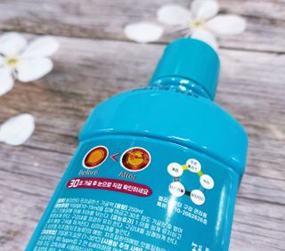 30초 후 눈으로 확인하는 헬리덴티 프라글린스 가글 — 5점을 준 리뷰어가 2021년 6월 올린 사용 사진