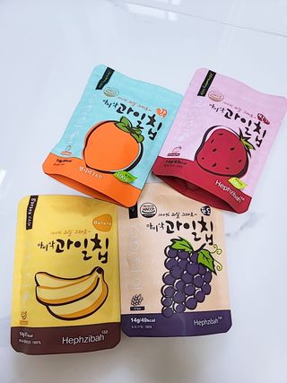 아비삭 과일칩 딸기, 감, 포도, 바나나 4종 — 5점을 준 리뷰어가 2021년 9월 올린 사용 사진