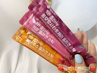 미쁨생활건강 딱좋아 콜라겐 스틱 믹스패키지 45포 — 5점을 준 리뷰어가 2021년 6월 올린 사용 사진