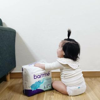 오브맘 밤 프리미엄 아기 기저귀 팬티형 밴드형 — 4점을 준 리뷰어가 2021년 1월 올린 사용 사진