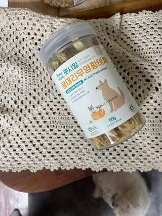 [펫시밀] 원물그대로 강원도 인제군 용대리 무염황태채 60g 강아지 고양이 프리미엄 수제간식 — 5점을 준 리뷰어가 2023년 11월 올린 사용 사진