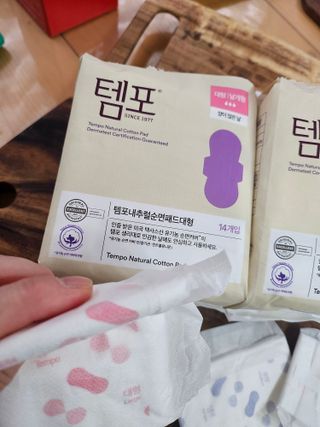 N[템포] 템포 패드 내추럴 순면 생리대 SET(중형 슬림 + 대형 + 라이너) — 5점을 준 리뷰어가 2024년 2월 올린 사용 사진