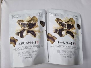 오희숙 전통부각 명인 찹쌀김부각, 찹쌀다시마부각, 황태껍질튀각 총 6봉 — 5점을 준 리뷰어가 2021년 6월 올린 사용 사진