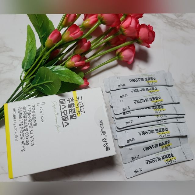 국화꽃 추출분말 에스오에스 곡류효소 과일채소 17종 혼합 분말 스틱 리뷰 사진