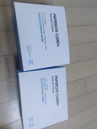 페페로니 2종 세트 클린플러스 덴탈껌 치킨+덕 — 5점을 준 리뷰어가 2021년 7월 올린 사용 사진