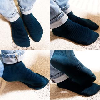 [사이즈가 있는 양말 필로이] 남/여 골지 발목 양말 4족 세트 남【S, M, L, XL】여【S, M, L】_컬러 랜덤 — 3.5점을 준 리뷰어가 2022년 6월 올린 사용 사진