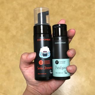 코스모먼트 부스티모 부스팅샴푸60ml + 비듬세정 진정샴푸50ml — 4.5점을 준 리뷰어가 2021년 11월 올린 사용 사진