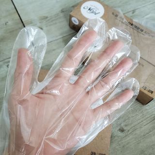 노플(NOPL) 노플 친환경 바이오 산화 생분해  항균 일회용 위생 비닐장갑 100매 + 지퍼백 소형, 대형 — 5점을 준 리뷰어가 2021년 10월 올린 사용 사진