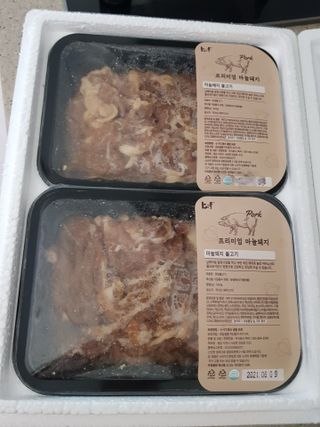 백석푸드시스템 프리미엄 마늘돼지 불고기 — 2점을 준 리뷰어가 2021년 6월 올린 사용 사진