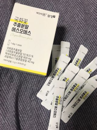 체인미 국화꽃 추출분말 에스오에스 곡류효소 과일채소 17종 혼합 분말 스틱 — 5점을 준 리뷰어가 2021년 12월 올린 사용 사진
