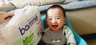 오브맘 밤 프리미엄 아기 기저귀 팬티형 밴드형 — 5점을 준 리뷰어가 2021년 1월 올린 사용 사진