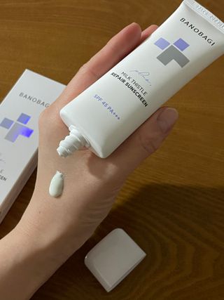 바노바기 코스메틱 바노바기 밀크씨슬 리페어 시카 선스크린 플러스 50ml — 5점을 준 리뷰어가 2023년 3월 올린 사용 사진
