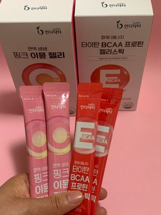 인디닥터 면역 생생 핑크 이뮨 젤리 + 타이탄 BCAA 프로틴 젤리스틱 — 3.5점을 준 리뷰어가 2022년 5월 올린 사용 사진