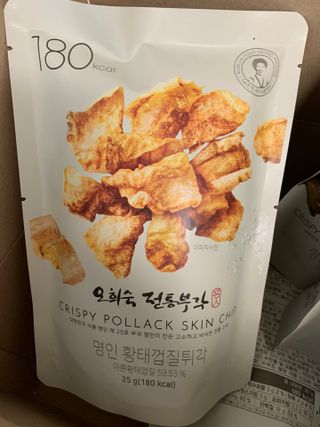 오희숙 전통부각 명인 찹쌀김부각, 찹쌀다시마부각, 황태껍질튀각 총 6봉 — 5점을 준 리뷰어가 2021년 6월 올린 사용 사진