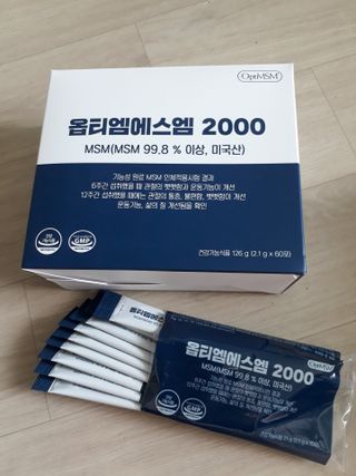 바른비타민 옵티엠에스엠2000 1박스 60포 관절 연골 복합건강기능식품 — 4점을 준 리뷰어가 2021년 6월 올린 사용 사진
