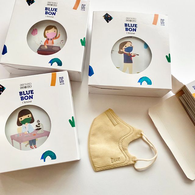 [블루 본 아이노우] 유아용 컬러마스크 40 PCS SET 2중 택 1 리뷰 사진