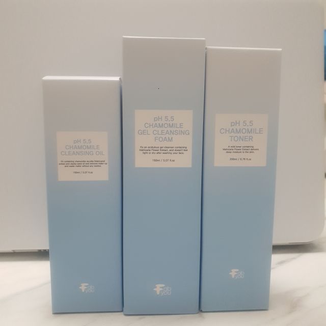 페브유 pH5.5 캐모마일 젤 클렌징 폼 + 클렌징 오일 + 토너 3종 세트 리뷰 사진
