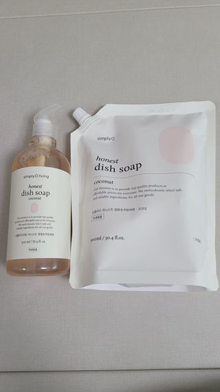 심플리오리빙 어니스트 주방세제 본품 500ml + 리필 900ml (코코넛향) — 4.5점을 준 리뷰어가 2022년 6월 올린 사용 사진