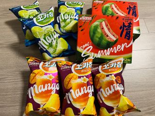 2022 오리온 여름한정판 초코파이 수박 / 포카칩 훌라망고맛 / 포카칩 라임모히또맛 — 5점을 준 리뷰어가 2022년 7월 올린 사용 사진