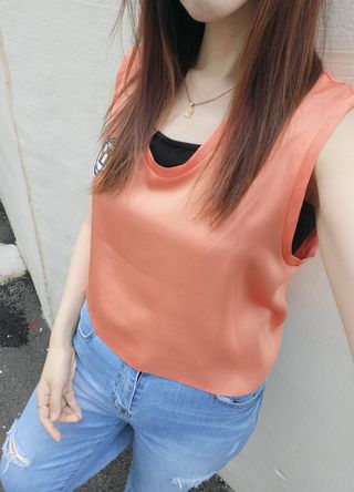 [스테이피플] SILKY SLEEVELESS LOGO TOP — 5점을 준 리뷰어가 2022년 6월 올린 사용 사진