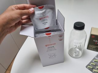 클린24시간 1BOX(5포) + 전용보틀(500ml) — 3.5점을 준 리뷰어가 2023년 7월 올린 사용 사진