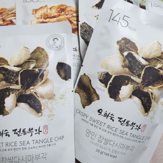 오희숙 전통부각 명인 찹쌀김부각, 찹쌀다시마부각, 황태껍질튀각 총 6봉 — 5점을 준 리뷰어가 2021년 6월 올린 사용 사진