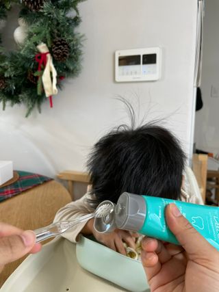 치과에서 쓰는 치약 _ 라벨제로 저불소 꼬마, 키즈, 유아, 베이비, 주니어 안전한 어린이치약 — 4점을 준 리뷰어가 2022년 12월 올린 사용 사진