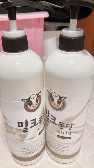 [과일나라] 대용량 밀크퐁당 바디로션+바디워시 2종 — 5점을 준 리뷰어가 2021년 10월 올린 사용 사진