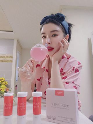 [슬림드랍 석류맛] 건기식 다이어트 보조제 겸 비타민 — 5점을 준 리뷰어가 2022년 2월 올린 사용 사진