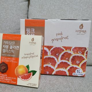자연에온 핑크 자몽 착즙 100mL 10개입 1BOX +가 득담은 자몽 콜라겐 젤리스틱 1BOX — 5점을 준 리뷰어가 2021년 7월 올린 사용 사진