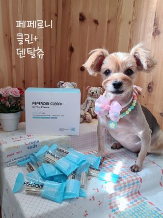 페페로니 2종 세트 클린플러스 덴탈껌 치킨+덕 — 3점을 준 리뷰어가 2021년 8월 올린 사용 사진