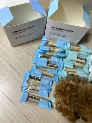 페페로니 2종 세트 클린플러스 덴탈껌 치킨+덕 — 5점을 준 리뷰어가 2021년 8월 올린 사용 사진