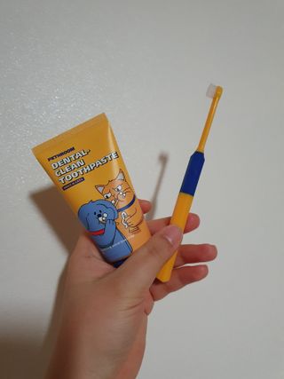 Pethroom 페스룸 PETHROOM DENTAL CARE SET 페스룸 덴탈 케어 세트 / 덴탈 클린 칫솔 + 덴탈 클린 치약 — 5점을 준 리뷰어가 2020년 12월 올린 사용 사진
