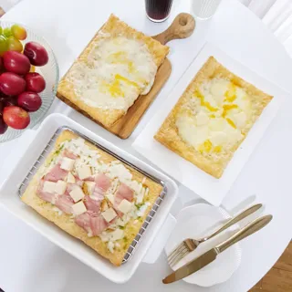 [푸딩팩토리] 페스츄리 피자 4종 택3_파이브 치즈/페퍼로니 비프칠리/고추베이컨 포테이토/허니고르곤졸라 — 5점을 준 리뷰어가 2022년 6월 올린 사용 사진