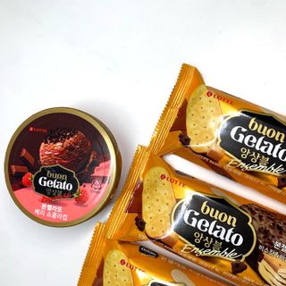 롯데제과 본젤라또 비스킷&바닐라카라멜바, 본젤라또 베리쇼콜라컵 — 5점을 준 리뷰어가 2021년 12월 올린 사용 사진