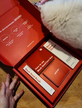 [자유펫] 고양이 턱드름 여드름 예방 및 제거 세트, 블랙씨드케어박스 — 5점을 준 리뷰어가 2021년 10월 올린 사용 사진