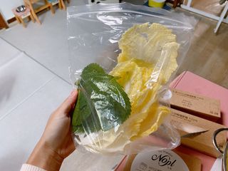 노플(NOPL) 노플 친환경 바이오 산화 생분해  항균 일회용 위생 비닐장갑 100매 + 지퍼백 소형, 대형 — 5점을 준 리뷰어가 2021년 10월 올린 사용 사진