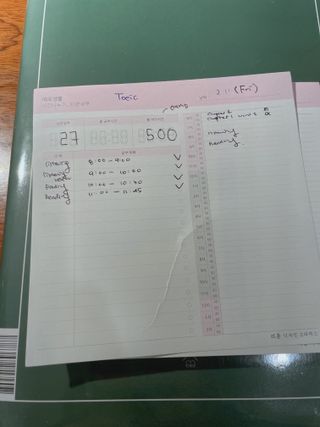 리훈 쉬운 오늘공부 스터디플래너+메모생활 30분 공부 떡메모지 — 5점을 준 리뷰어가 2022년 2월 올린 사용 사진