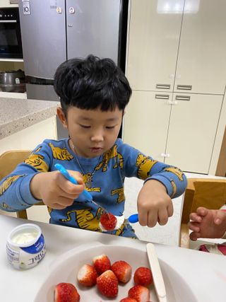 매일바이오 그릭요거트 오리지널 플레인 4개, 로스터리 커피믹스 4개 — 5점을 준 리뷰어가 2021년 12월 올린 사용 사진