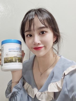 메이준뉴트리 유러피언 산양유 콜라겐 프로틴 — 5점을 준 리뷰어가 2021년 7월 올린 사용 사진