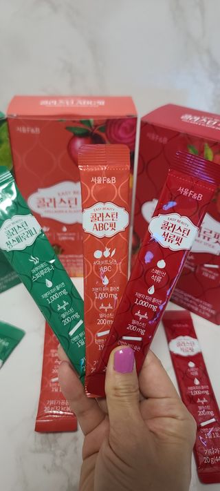 서울에프엔비 콜라스틴 3종 뷰티젤리스틱 45입 [ABC핏 15입 /  석류핏 15입 / 청스피루리나 15입] — 5점을 준 리뷰어가 2021년 7월 올린 사용 사진