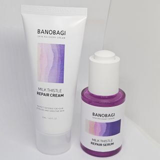 바노바기 코스메틱 바노바기 밀크 씨슬 리페어 세럼 30ml & 크림 50ml — 5점을 준 리뷰어가 2024년 7월 올린 사용 사진
